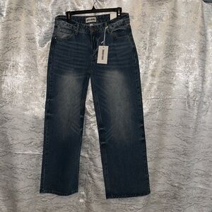Men's Straight Fit Denim Jeans - Dark Blue